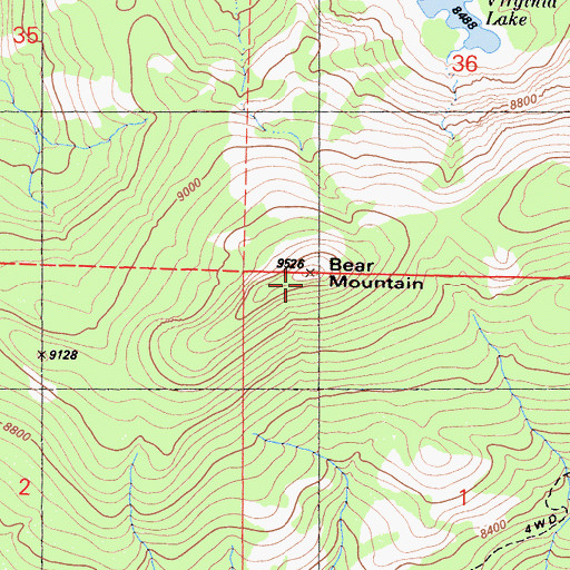 Topographic Map of Bear Mountain, CA