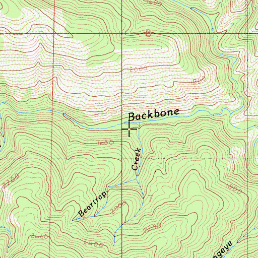Topographic Map of Beartrap Creek, CA