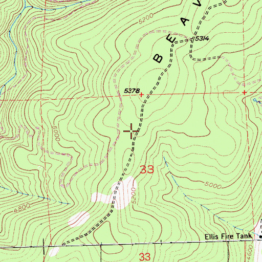 Topographic Map of Beaver Ridge, CA