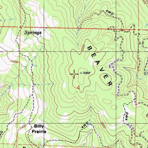 Topographic Map of Beaver Ridge, CA