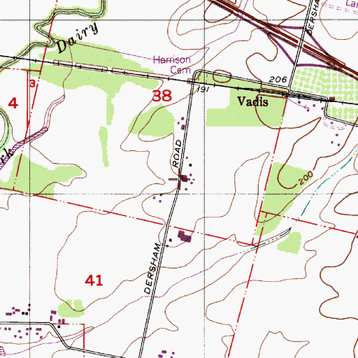 Topographic Map of Dersham Farms, OR