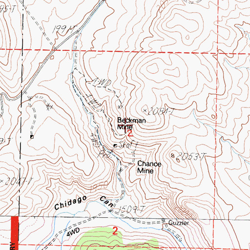 Topographic Map of Beckman Mine, CA
