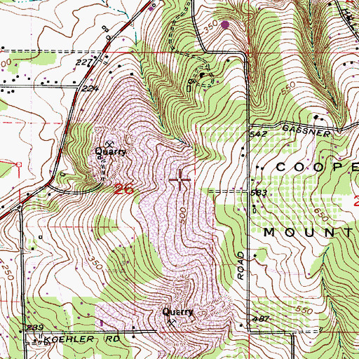 Topographic Map of Beaverton Quarry, OR