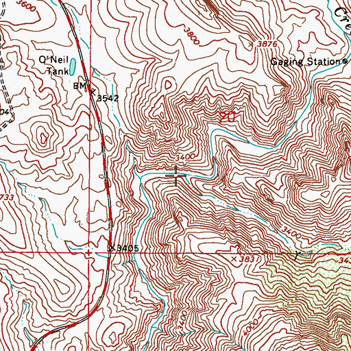 Topographic Map of Boulder Creek, AZ