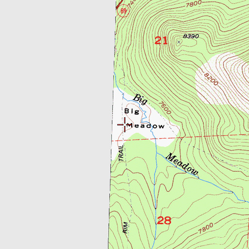 Topographic Map of Big Meadow, CA