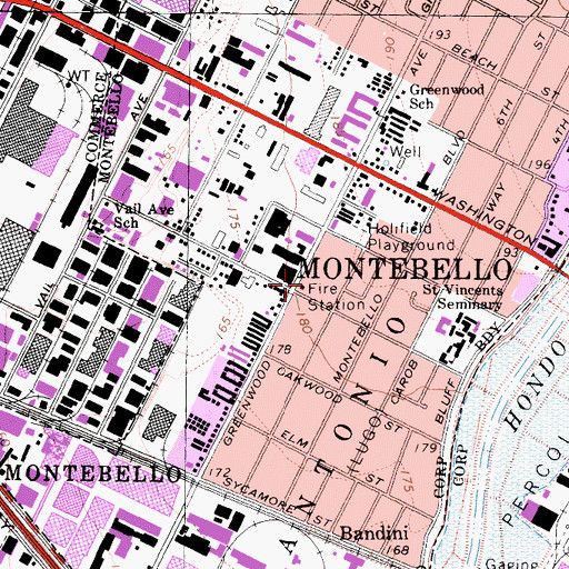 Topographic Map of Montebello Fire Department Station 56, CA
