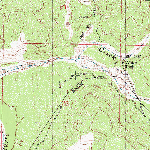 Topographic Map of Boulder Creek, AZ