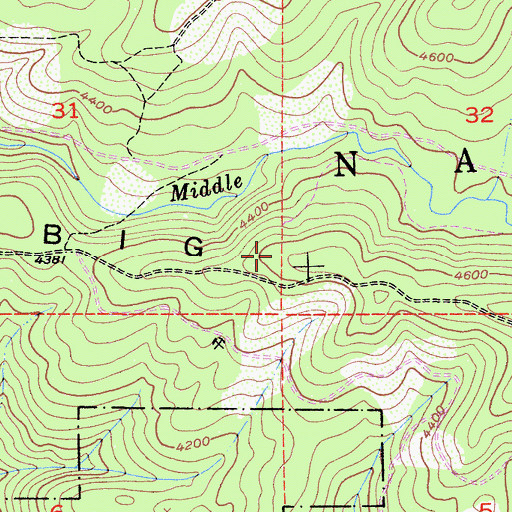 Topographic Map of Big Mountain Ridge, CA
