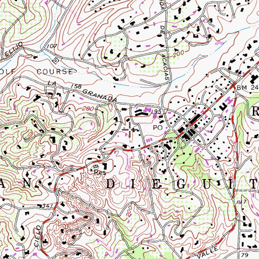 Topographic Map of Rancho Santa Fe Fire Protection District Station 1, CA