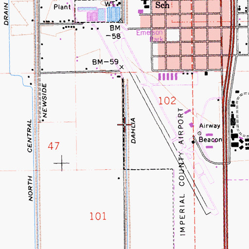 Topographic Map of Imperial County Fire Department Station 1 - Imperial City Fire Station 4, CA