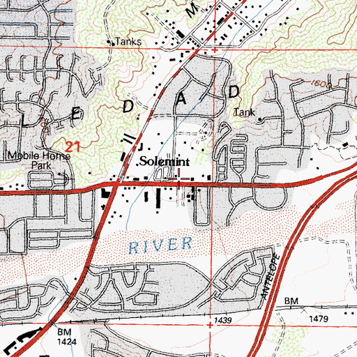 Topographic Map of Los Angeles County Fire Department Station 107, CA