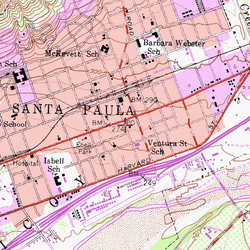 Topographic Map of City of Santa Paula Fire Department Station 81, CA