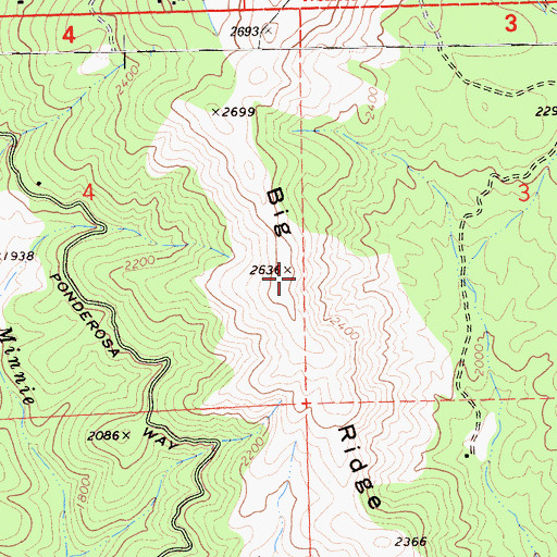 Topographic Map of Big Ridge, CA