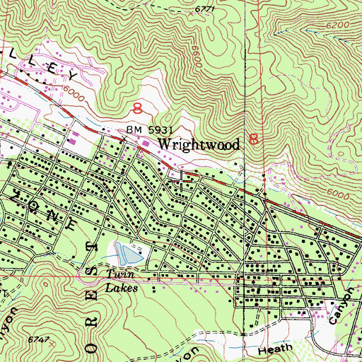 Topographic Map of San Bernardino County Fire Department Station 14 Wrightwood, CA