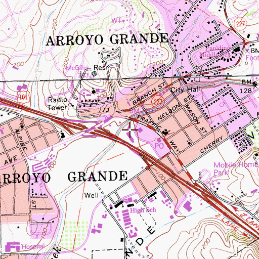 Topographic Map of Five Cities Fire Authority Station 66, CA