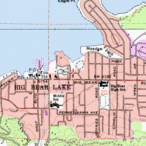 Topographic Map of Big Bear Lake Fire Protection District, CA