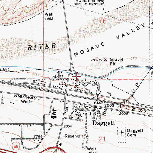 Topographic Map of Daggett Community Services District Station 2, CA