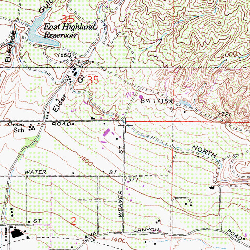 Topographic Map of East Highland Station 542 Fire Station, CA