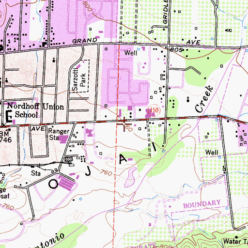 Topographic Map of Ventura County Fire Protection District Station 21 Ojai, CA