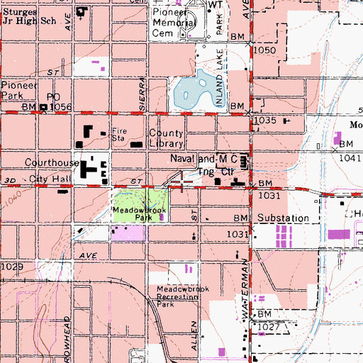 Topographic Map of San Bernardino City Fire Department Station 221, CA