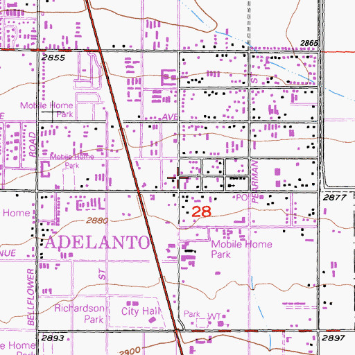 Topographic Map of San Bernardino County Fire Department Station 321 Adelanto, CA