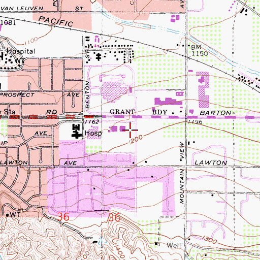 Topographic Map of Loma Linda Fire Department Fire Station 1, CA