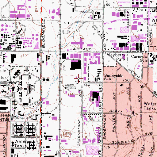 Topographic Map of City of Santa Fe Springs Fire Department Station 1 Headquarters, CA