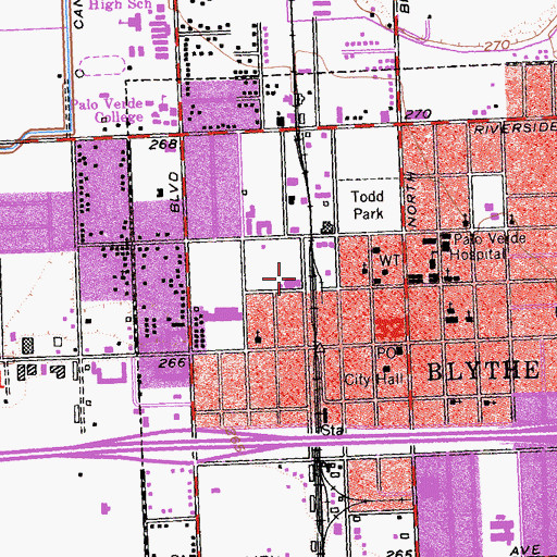 Topographic Map of Blythe Fire Department, CA