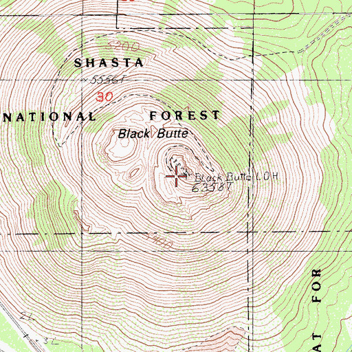 Topographic Map of Black Butte, CA
