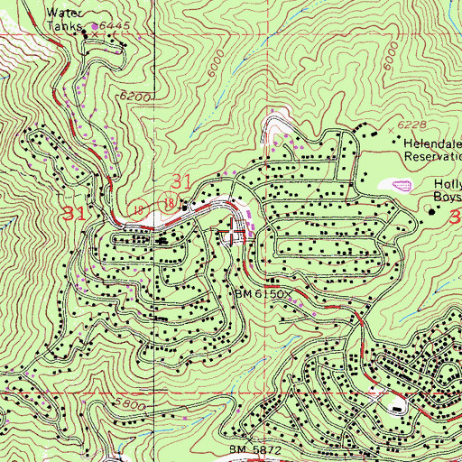 Topographic Map of Running Springs Fire Department Station 51, CA