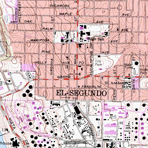 Topographic Map of El Segundo Fire Department Station 1 Headquarters, CA