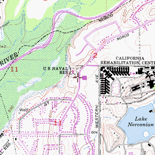 Topographic Map of Norco Fire Department Station 21, CA