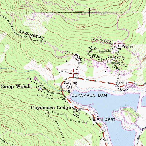 Topographic Map of Julian Cuyamaca Fire Protection District Station 57, CA