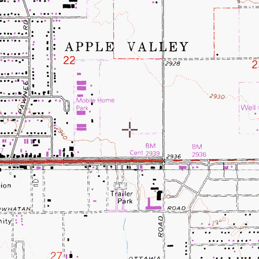 Topographic Map of Apple Valley Fire Protection District Station 331, CA