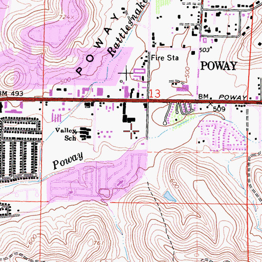 Topographic Map of Poway Fire Department Station 1, CA