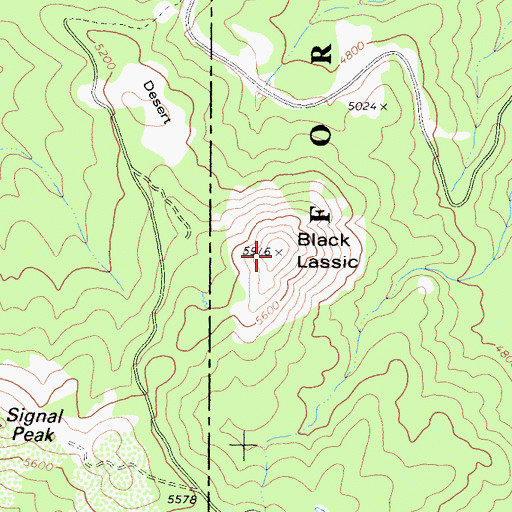 Topographic Map of Black Lassic, CA
