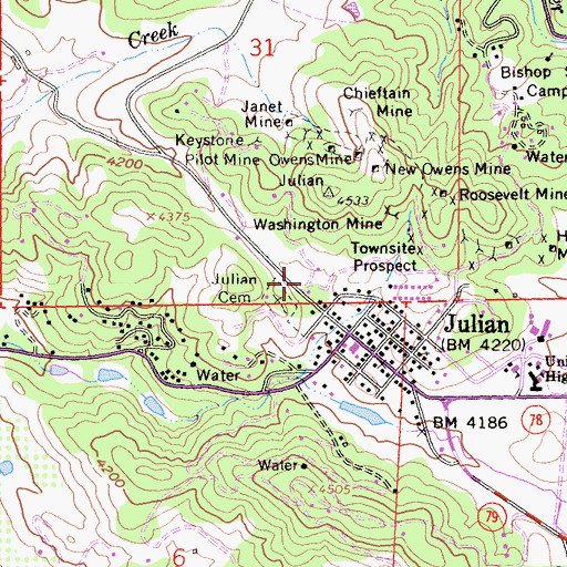 Topographic Map of Julian-Cuyamaca Fire Protection District Station 56, CA