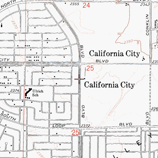 Topographic Map of California City Fire Department, CA