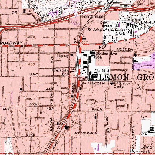 Topographic Map of Heartland Fire and Rescue Lemon Grove Station 10, CA