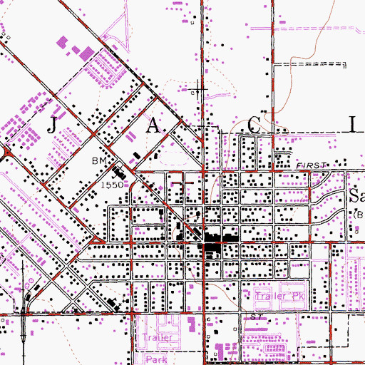 Topographic Map of Riverside County Fire Department Station 25 San Jacinto, CA