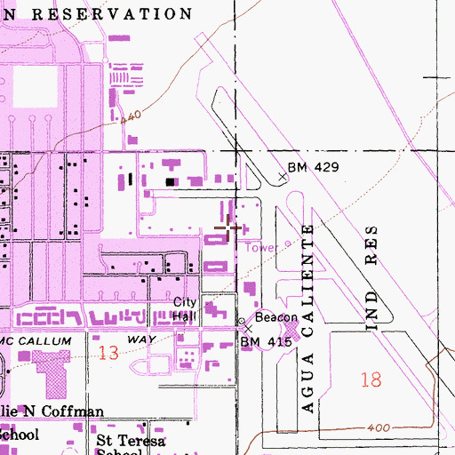 Topographic Map of Palm Springs Fire Department Station 2, CA