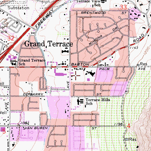 Topographic Map of San Bernardino County Fire Department Station 23 Grand Terrace, CA