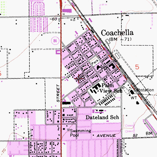 Topographic Map of Riverside County Fire Department Station 79 Coachella, CA