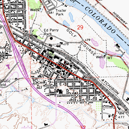 Topographic Map of San Bernardino County Fire Department Station 31 Needles, CA