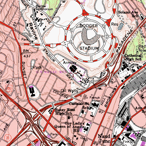 Topographic Map of Los Angeles Fire Training Division, CA