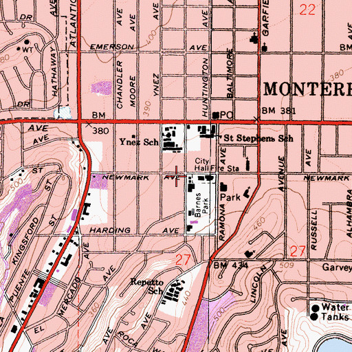 Topographic Map of City of Monterey Park Fire Department Station 61 Headquarters, CA