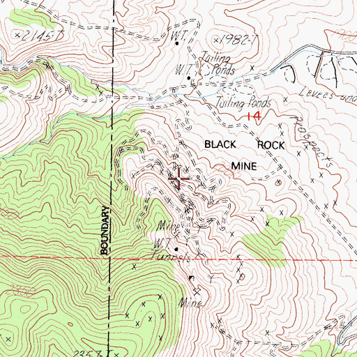 Topographic Map of Black Rock Mine, CA