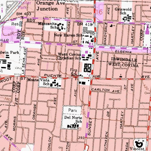 Topographic Map of City of West Covina Fire Department Station 3, CA