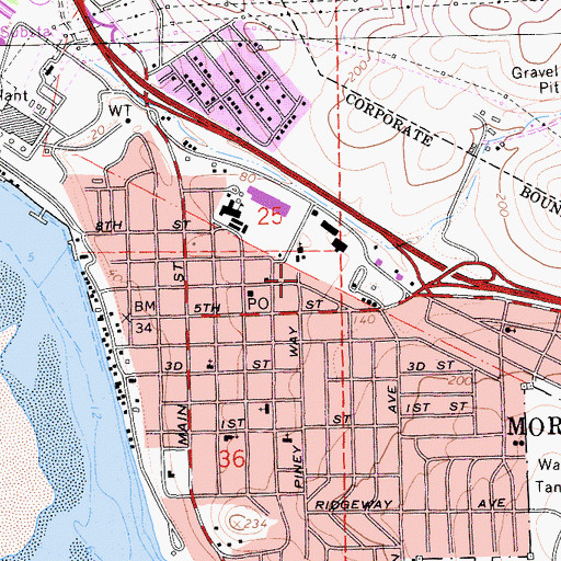 Topographic Map of Morro Bay Fire Department Station 1, CA