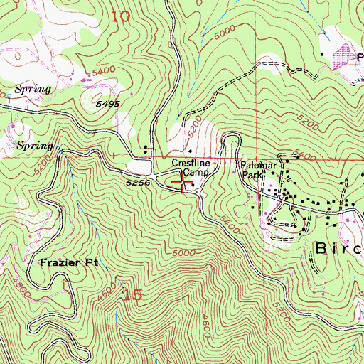 Topographic Map of Palomar Mountain Volunteer Fire Department, CA